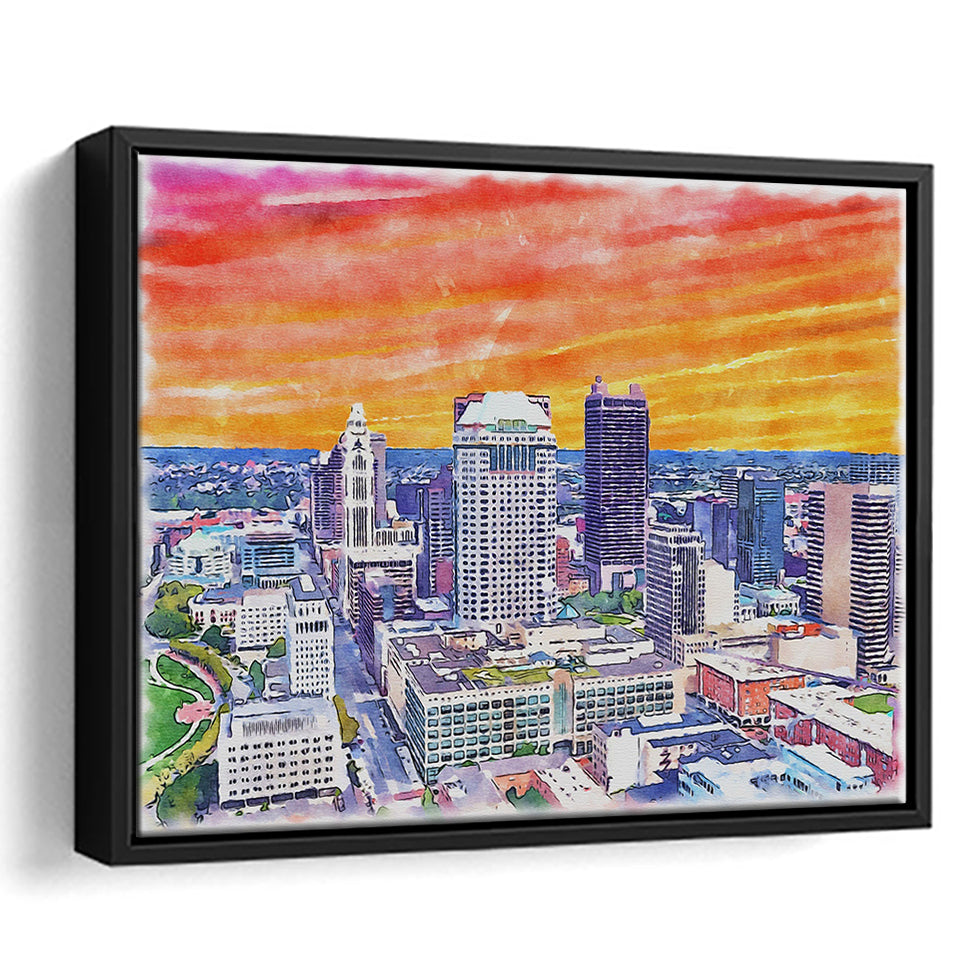 Columbus Watercolor Columbus Ohio, Sport Art Prints Fan Gift, Framed Canvas Prints Wall Art Decor