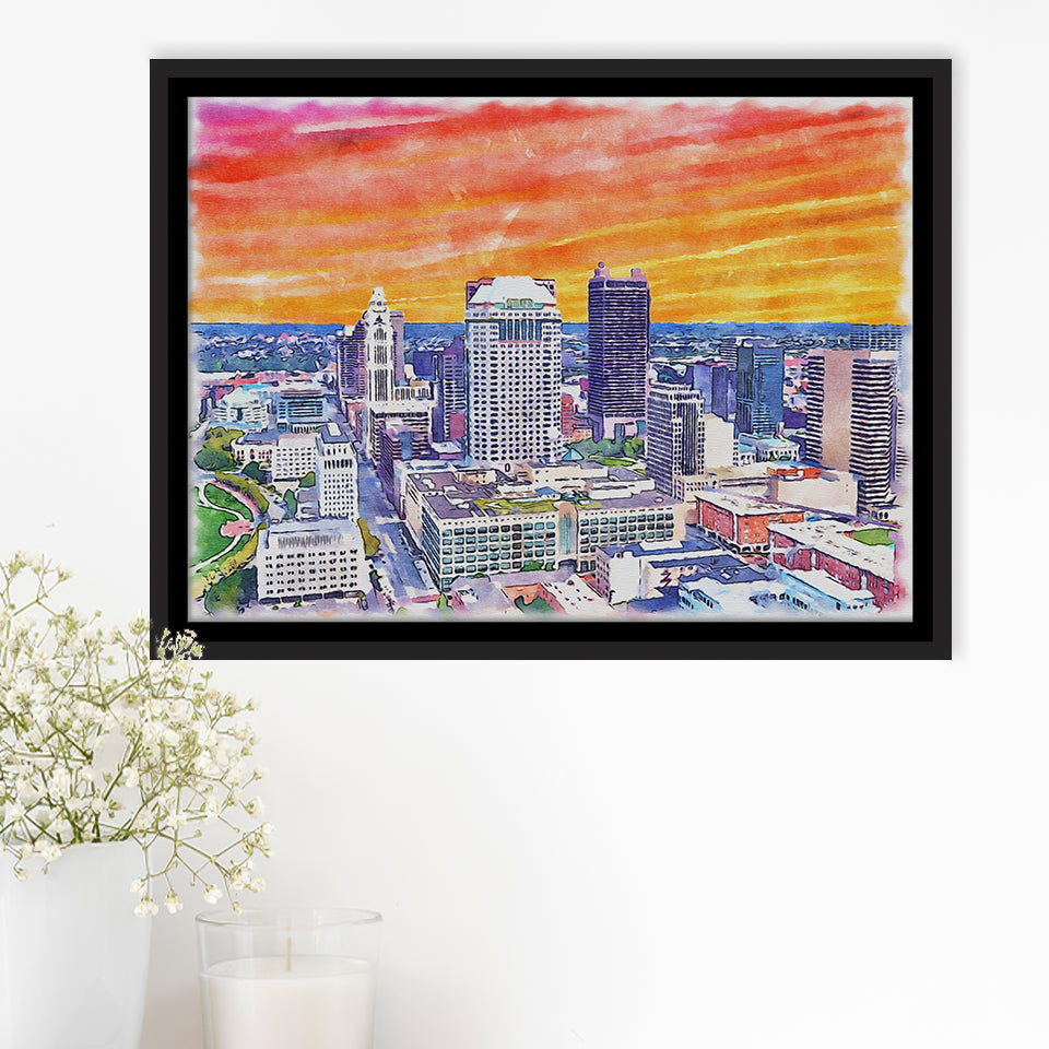 Columbus Watercolor Columbus Ohio, Sport Art Prints Fan Gift, Framed Canvas Prints Wall Art Decor