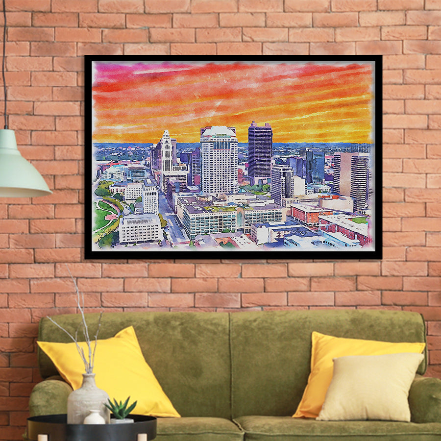 Columbus Watercolor Columbus Ohio, Sport Prints Fan Gift, Framed Art Prints Wall Art Decor