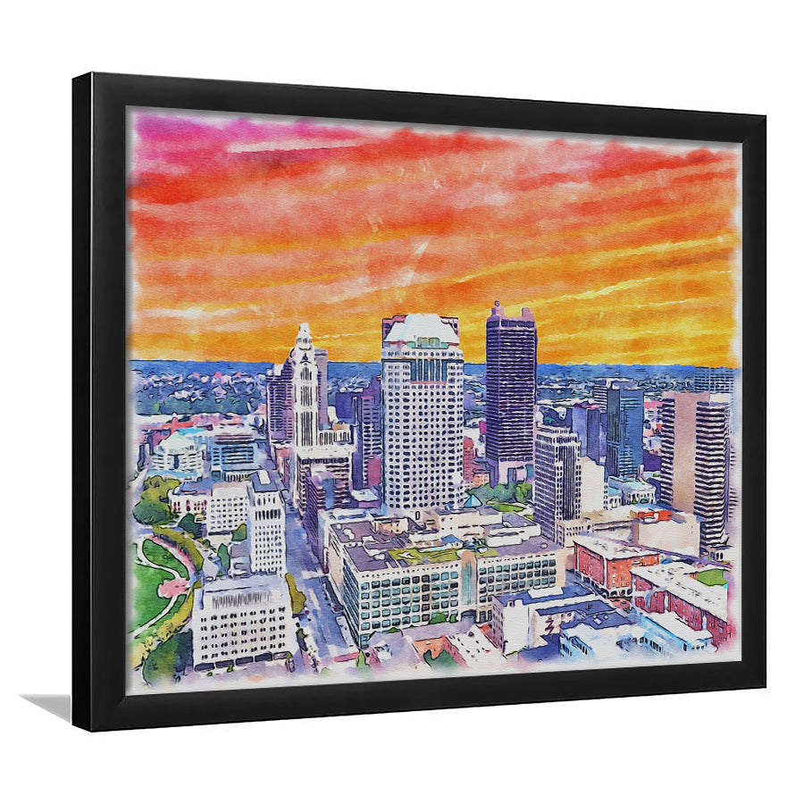 Columbus Watercolor Columbus Ohio, Sport Prints Fan Gift, Framed Art Prints Wall Art Decor