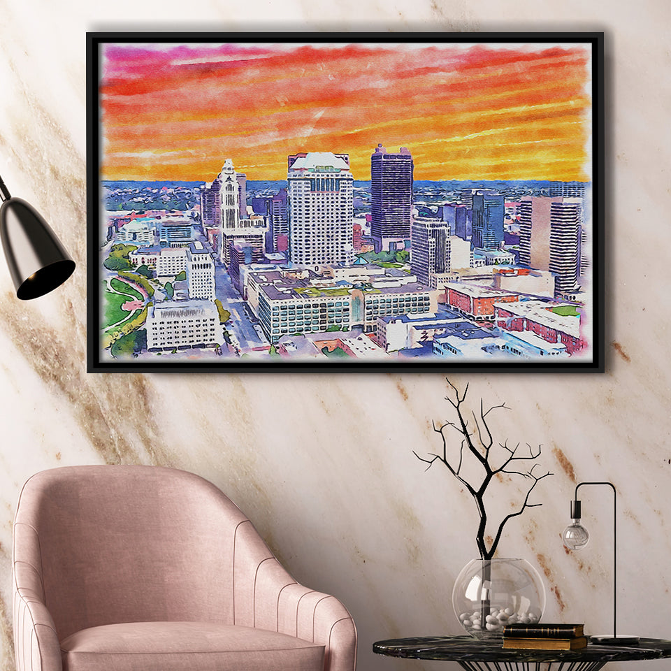 Columbus Watercolor Columbus Ohio, Sport Art Prints Fan Gift, Framed Canvas Prints Wall Art Decor