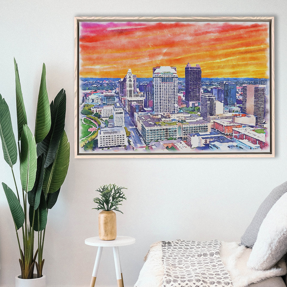 Columbus Watercolor Columbus Ohio, Sport Art Prints Fan Gift, Framed Canvas Prints Wall Art Decor