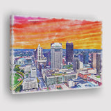 Columbus Watercolor Columbus Ohio, Sport Art Prints Fan Gift, Canvas Prints Wall Art Decor