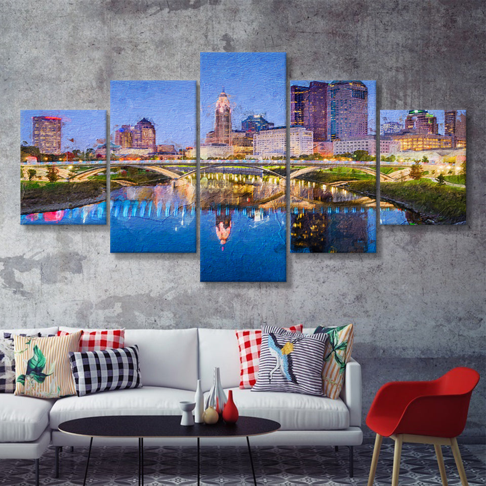 Columbus 5 Piece Canvas Prints Wall Art Decor - Painting Canvas, Multi Panels