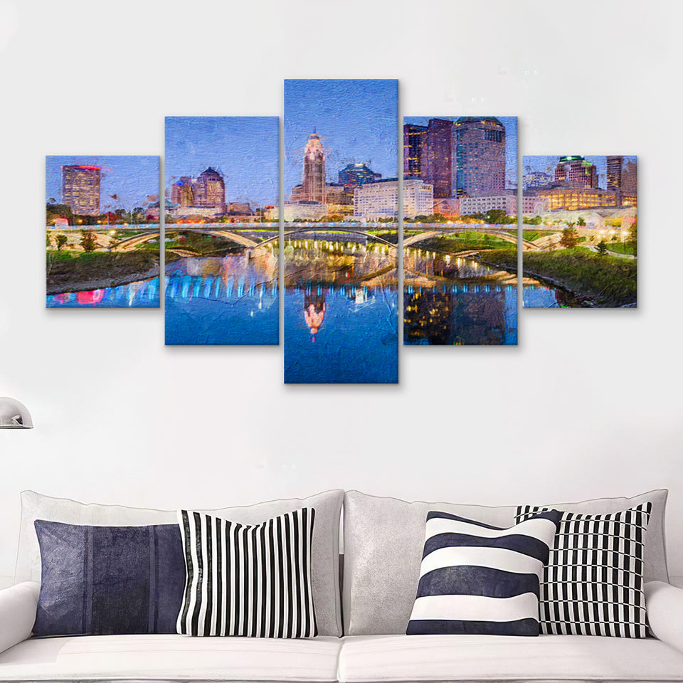 Columbus 5 Piece Canvas Prints Wall Art Decor - Painting Canvas, Multi Panels
