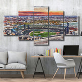 Comerica Park Tigers Watercolor, 5 Pieces, Multi Panel Canvas Prints Wall Art Decor