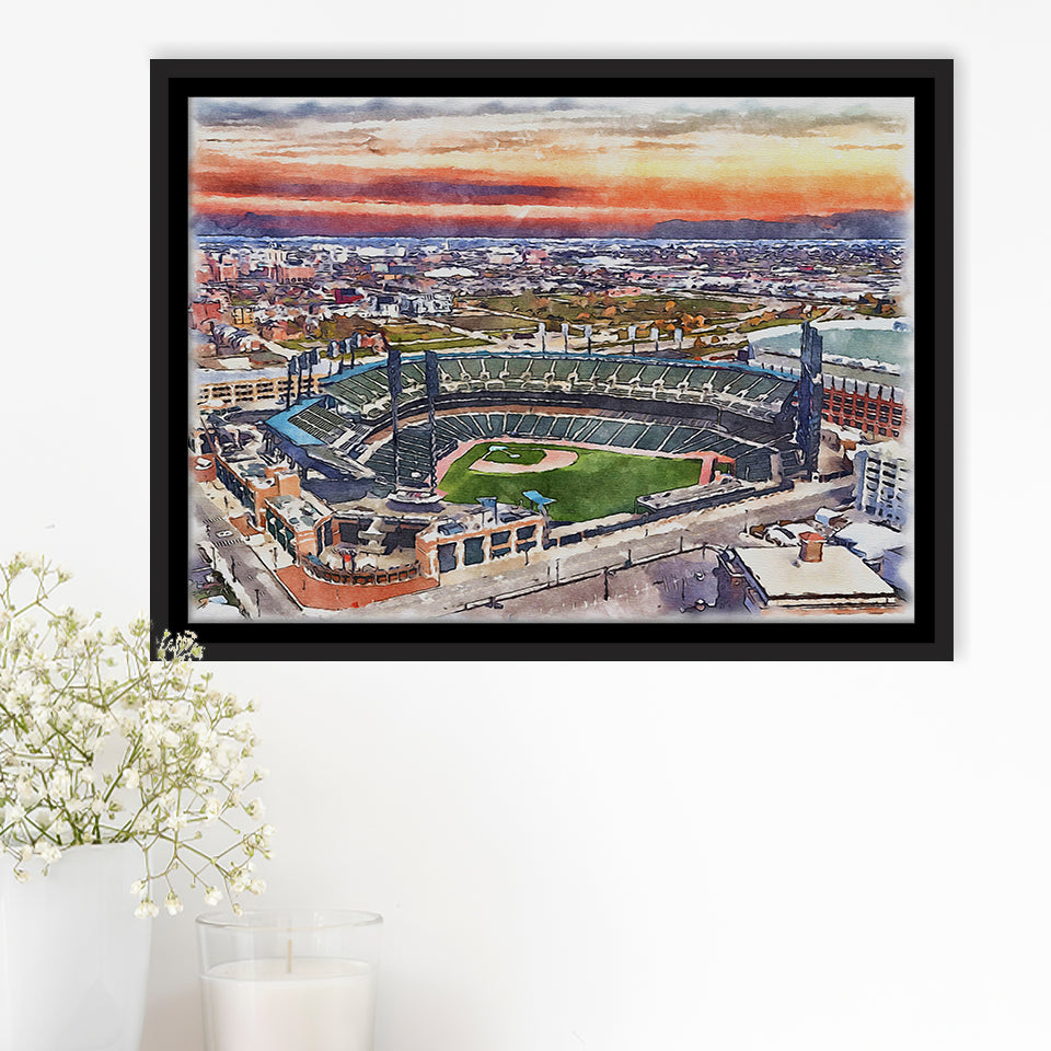Comerica Park Tigers Watercolor, Sport Art Prints Fan Gift, Framed Canvas Prints Wall Art Decor