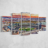 Comerica Park Tigers Watercolor, 5 Pieces, Multi Panel Canvas Prints Wall Art Decor