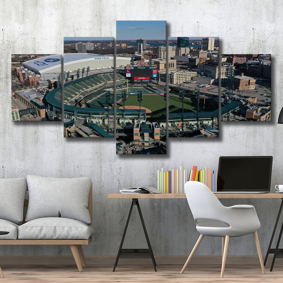 Comerica Park Aerial View, Stadium Canvas, Sport Art, Large Canvas, Multi Panels, Canvas Prints Wall Art Decor