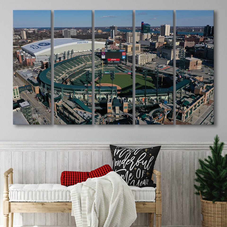 Comerica Park Aerial View, Stadium Canvas, Sport Art, Gift for him, Multi Panels B, Canvas Prints Wall Art Decor