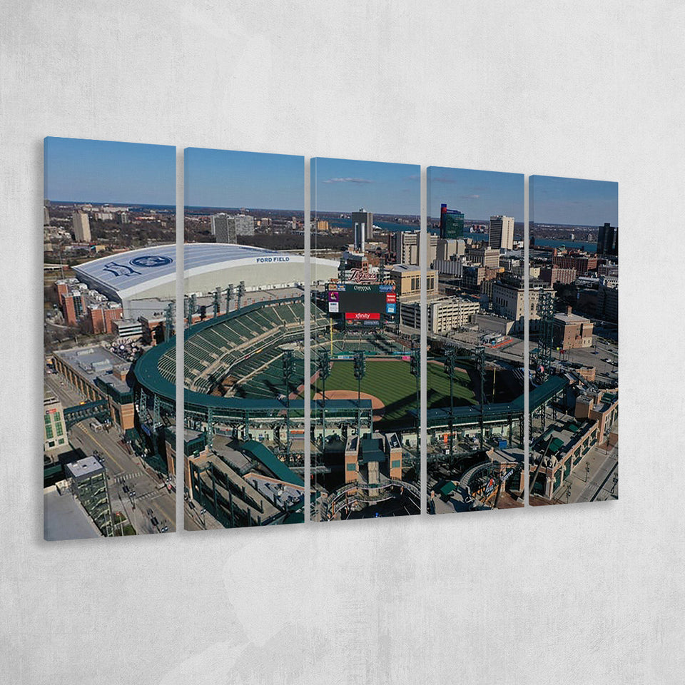 Comerica Park Aerial View, Stadium Canvas, Sport Art, Gift for him, Multi Panels B, Canvas Prints Wall Art Decor