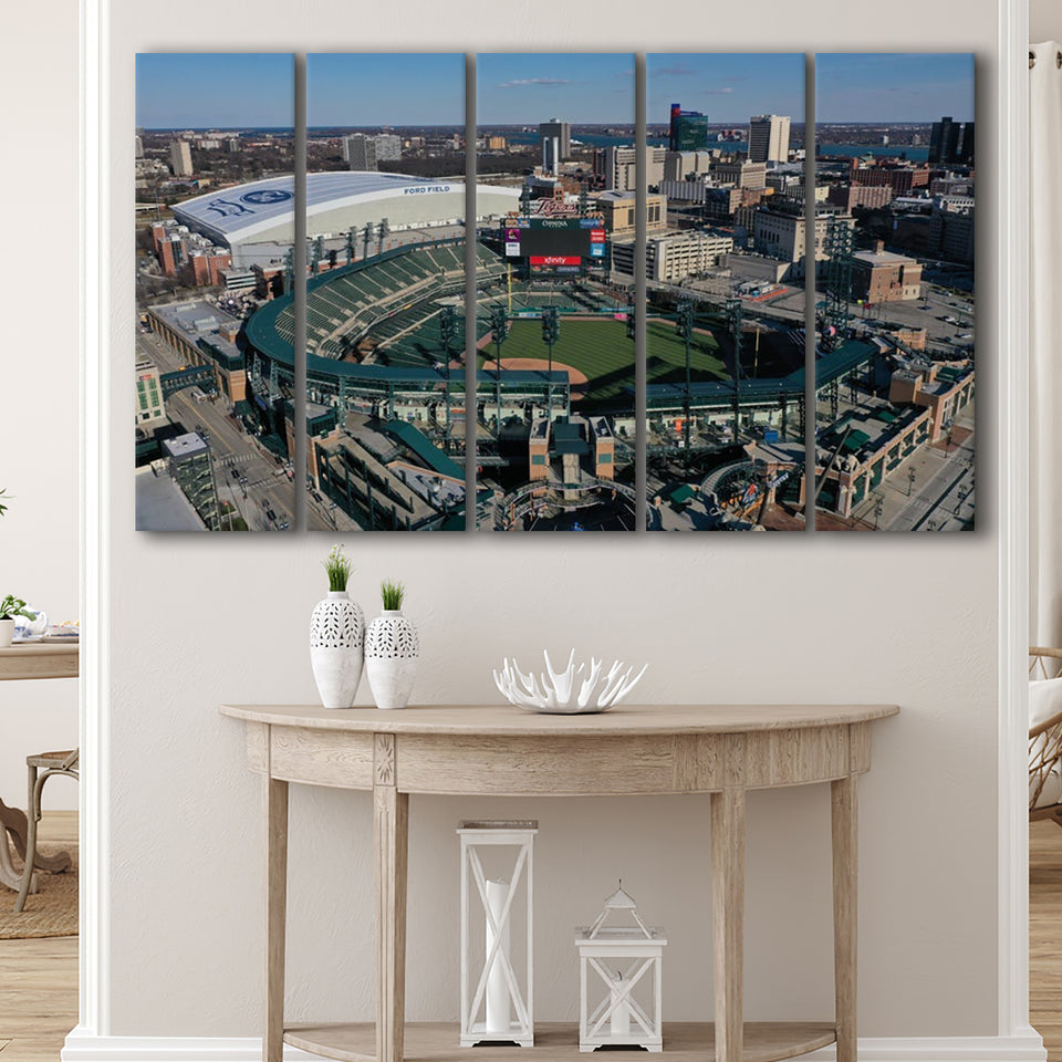 Comerica Park Aerial View, Stadium Canvas, Sport Art, Gift for him, Multi Panels B, Canvas Prints Wall Art Decor