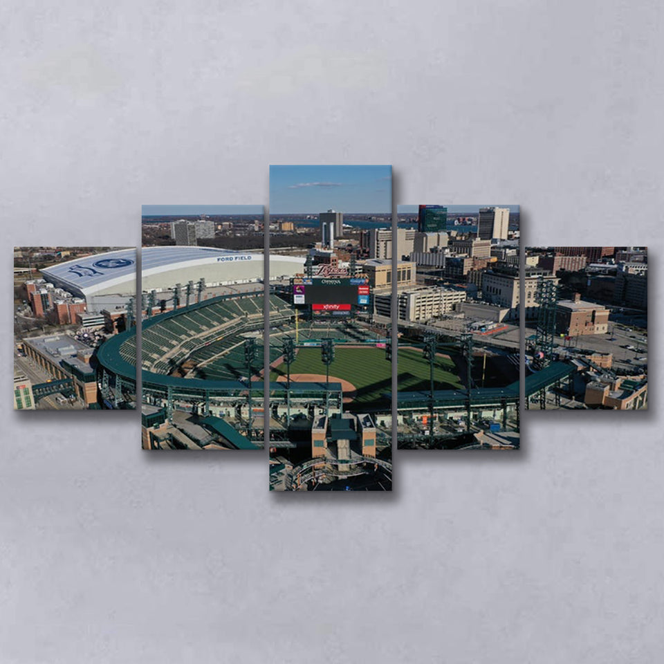 Comerica Park Aerial View, Stadium Canvas, Sport Art, Large Canvas, Multi Panels, Canvas Prints Wall Art Decor