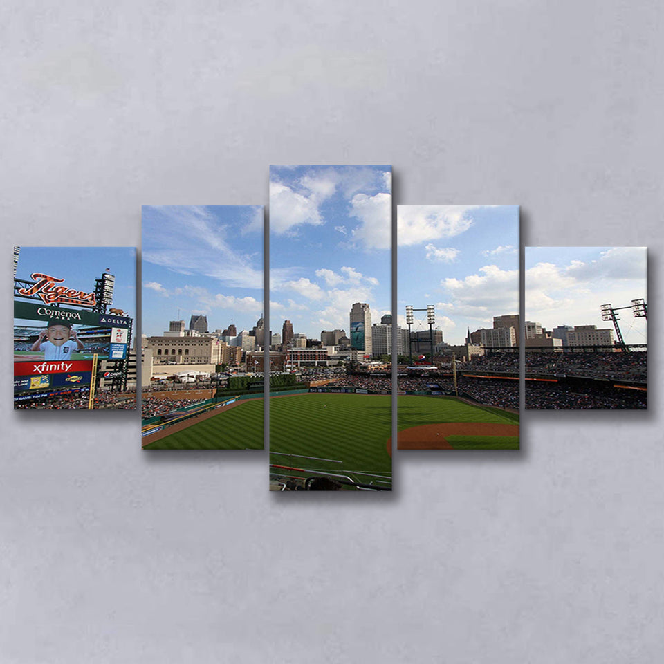 Comerica Park Stadium Canvas Prints Detroit Tigers Wall Art Baseball,Multi Panels,Sport Stadium Art Prints, Fan Gift