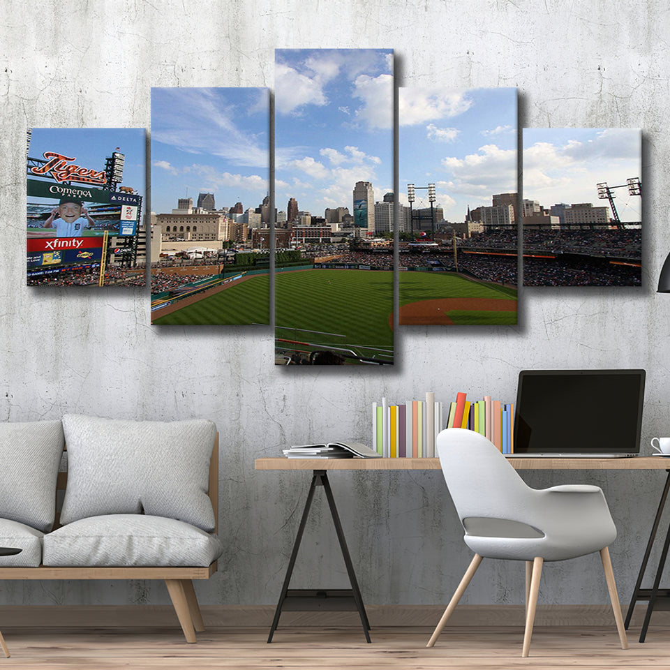 Comerica Park Stadium Canvas Prints Detroit Tigers Wall Art Baseball,Multi Panels,Sport Stadium Art Prints, Fan Gift