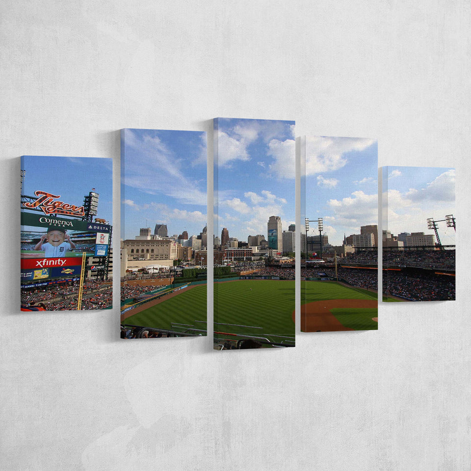 Comerica Park Stadium Canvas Prints Detroit Tigers Wall Art Baseball,Multi Panels,Sport Stadium Art Prints, Fan Gift