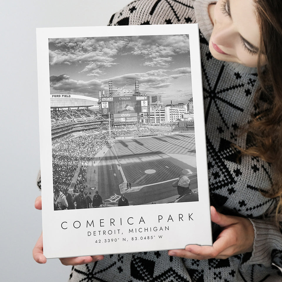 Comerica Park Detroit Tigers Baseball Lovers Black And White Art Canvas Prints Wall Art Home Decor