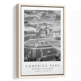 Comerica Park Detroit Tigers Baseball Lovers Black And White Art Framed Canvas Prints Wall Art Home Decor, Floating Frame