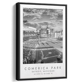 Comerica Park Detroit Tigers Baseball Lovers Black And White Art Framed Canvas Prints Wall Art Home Decor, Floating Frame