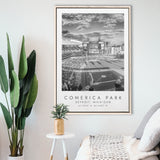 Comerica Park Detroit Tigers Baseball Lovers Black And White Art Framed Canvas Prints Wall Art Home Decor, Floating Frame