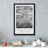Comerica Park Detroit Tigers Baseball Lovers Black And White Art Framed Canvas Prints Wall Art Home Decor, Floating Frame