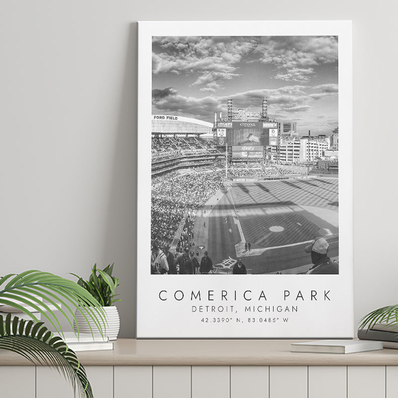 Comerica Park Detroit Tigers Baseball Lovers Black And White Art Canvas Prints Wall Art Home Decor