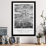 Comerica Park Detroit Tigers Baseball Lovers Black And White Art Framed Art Prints Wall Art Decor, Framed Picture