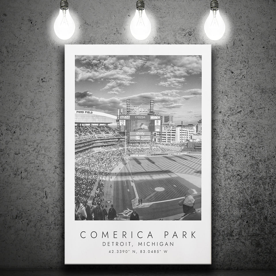 Comerica Park Detroit Tigers Baseball Lovers Black And White Art Canvas Prints Wall Art Home Decor
