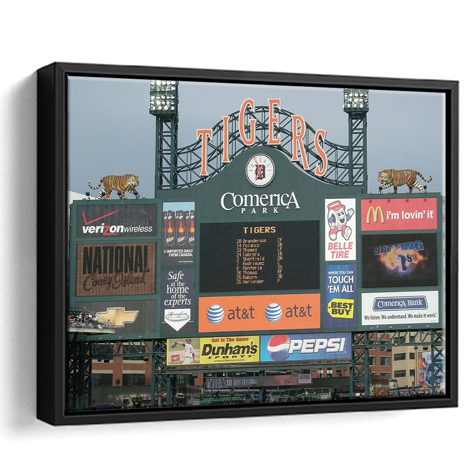 Comerica Park Wall Art Detroit Tigers Stadium Framed Canvas Prints Baseball,Sport Stadium Art Prints, Fan Gift