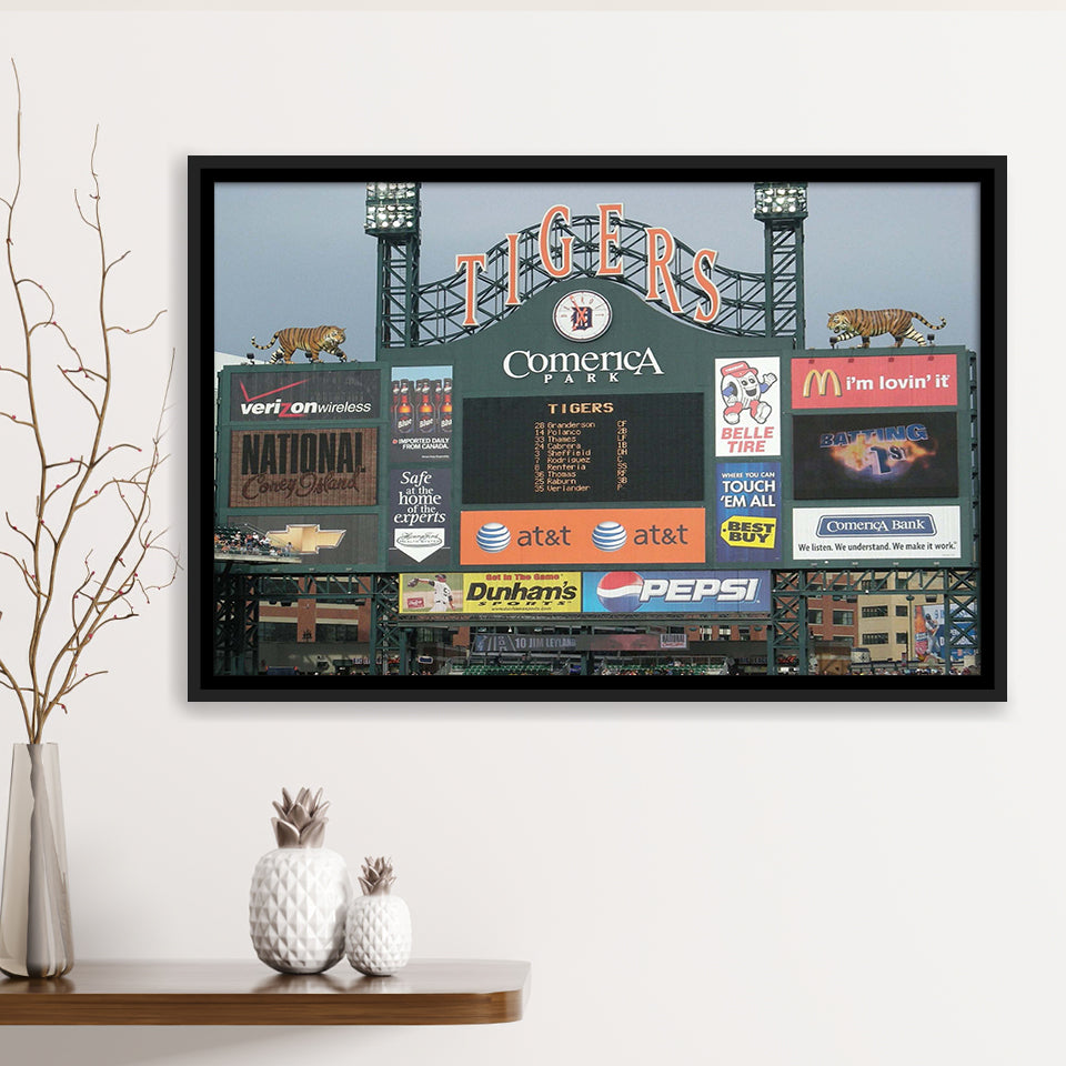 Comerica Park Wall Art Detroit Tigers Stadium Framed Canvas Prints Baseball,Sport Stadium Art Prints, Fan Gift