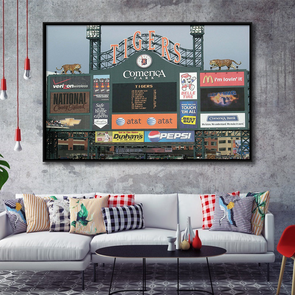Comerica Park Wall Art Detroit Tigers Stadium Framed Canvas Prints Baseball,Sport Stadium Art Prints, Fan Gift
