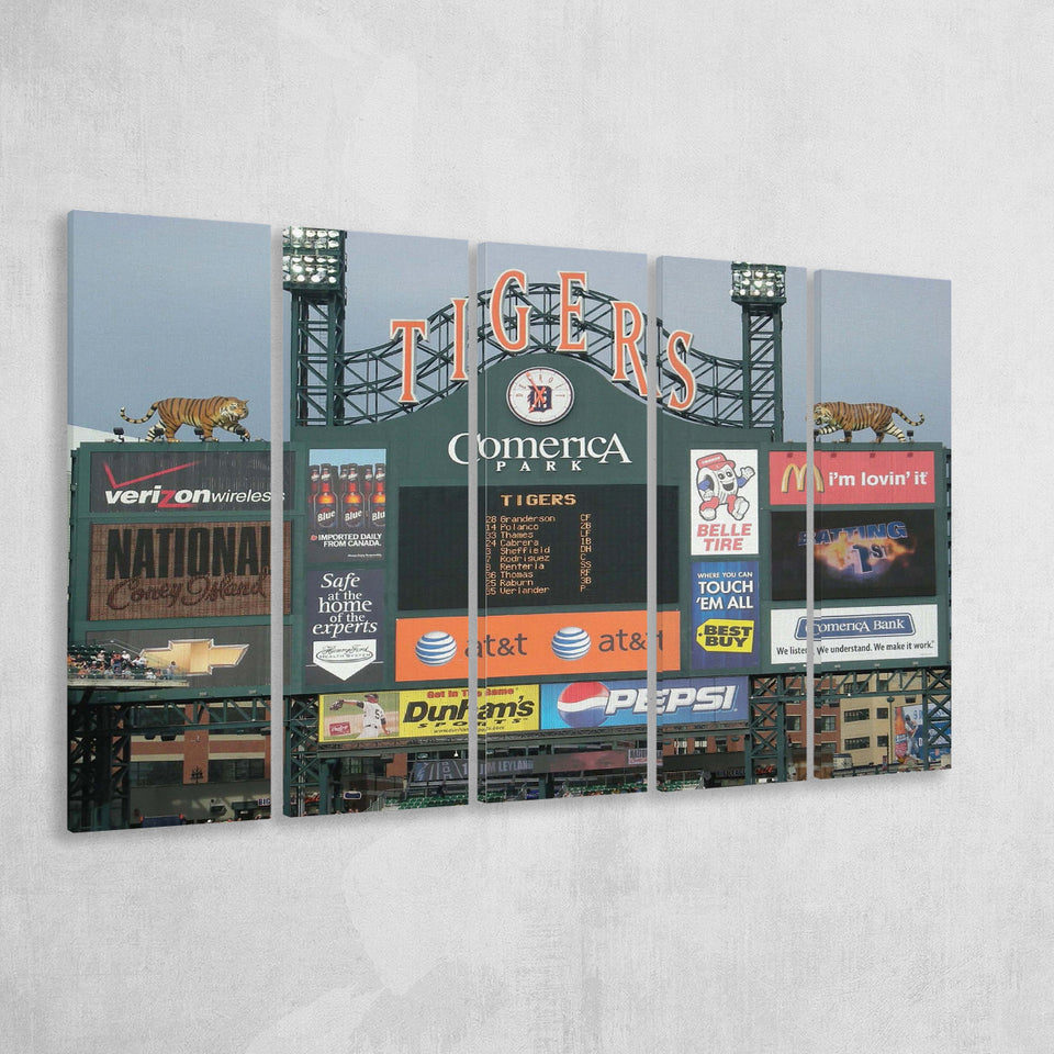 Comerica Park Wall Art Detroit Tigers Stadium Canvas Prints Baseball,Multi Panels B,Sport Stadium Art Prints, Fan Gift