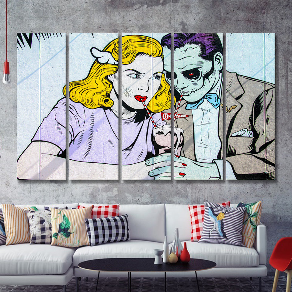 Coney Island Milkshake Pop Art 5 Piece Canvas Prints Wall Art - Painting Prints, Wall Decor,Multi Panels