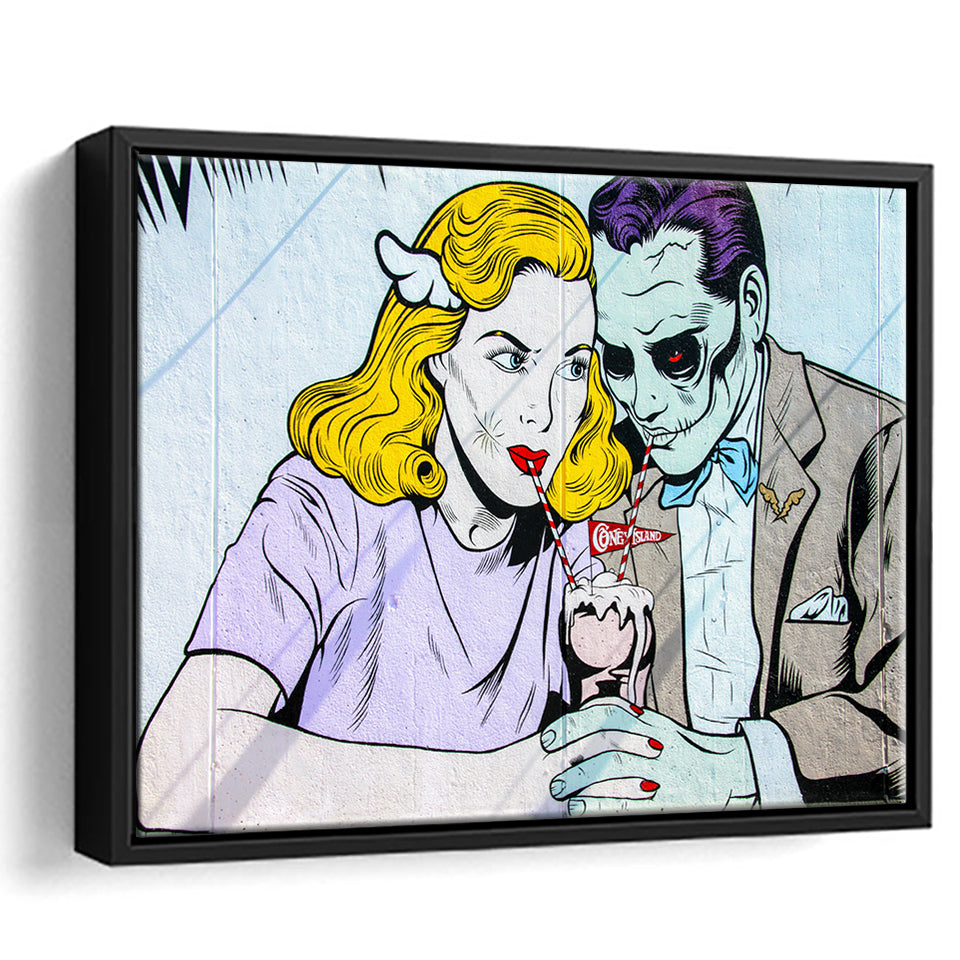 Coney Island Milkshake Pop Art Framed Canvas Prints Wall Art - Painting Prints, Wall Decor, Floating Frame
