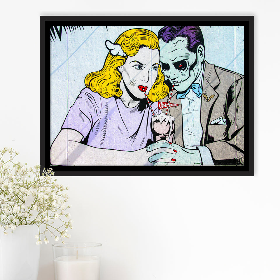 Coney Island Milkshake Pop Art Framed Canvas Prints Wall Art - Painting Prints, Wall Decor, Floating Frame