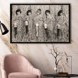 Confetti Girls Photo Black And White Print, Retro Hollywood Flapper Girls Framed Canvas Prints Wall Art Home Decor,Floating Frame