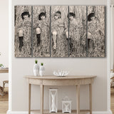 Confetti Girls Photo Black And White Print, Retro Hollywood Flapper Girls Larger Canvas Art, 5 Piece Canvas Prints Wall Art Decor