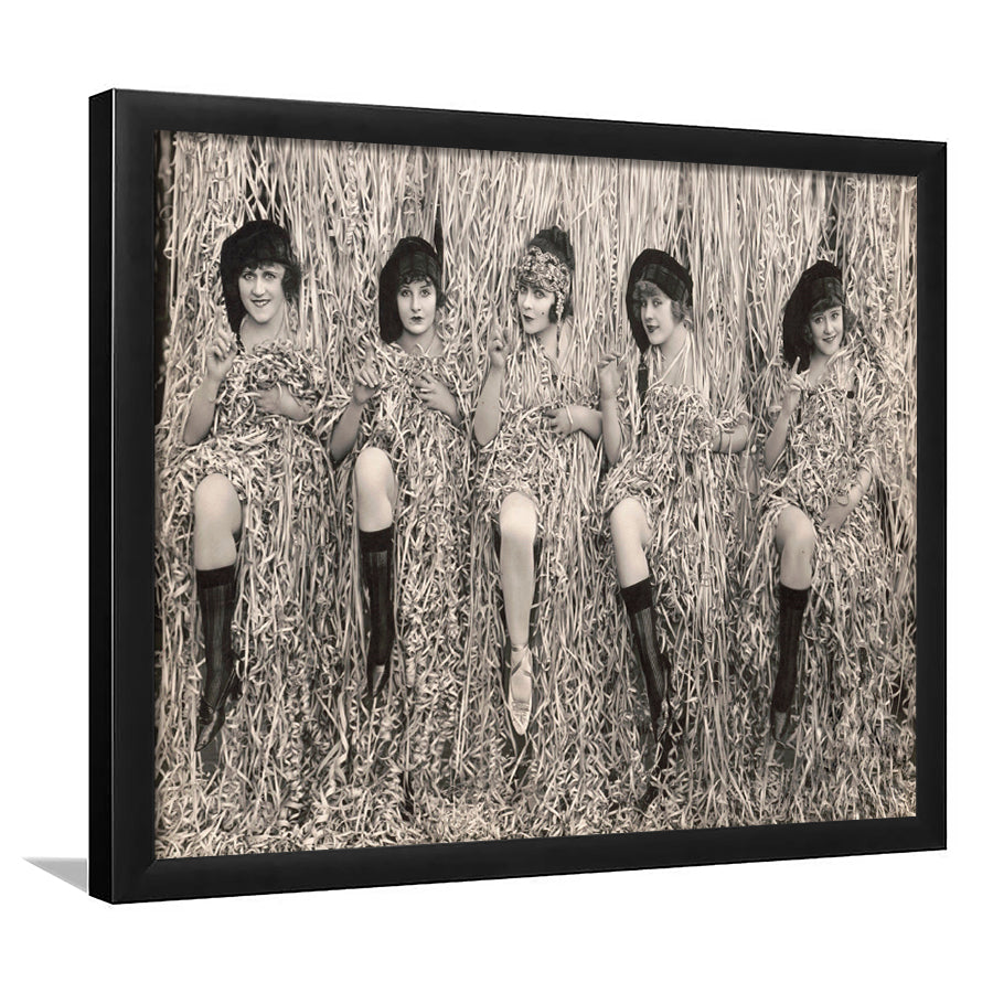 Confetti Girls Photo Black And White Print, Retro Hollywood Flapper Girls Framed Art Prints, Wall Art,Home Decor,Framed Picture