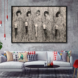 Confetti Girls Photo Black And White Print, Retro Hollywood Flapper Girls Framed Canvas Prints Wall Art Home Decor,Floating Frame