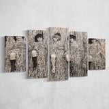 Confetti Girls Photo Black And White Print, Retro Hollywood Flapper Girls 5 Panels, Canvas Prints Wall Art Decor, Large Canvas Art