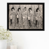 Confetti Girls Photo Black And White Print, Retro Hollywood Flapper Girls Framed Canvas Prints Wall Art Home Decor,Floating Frame