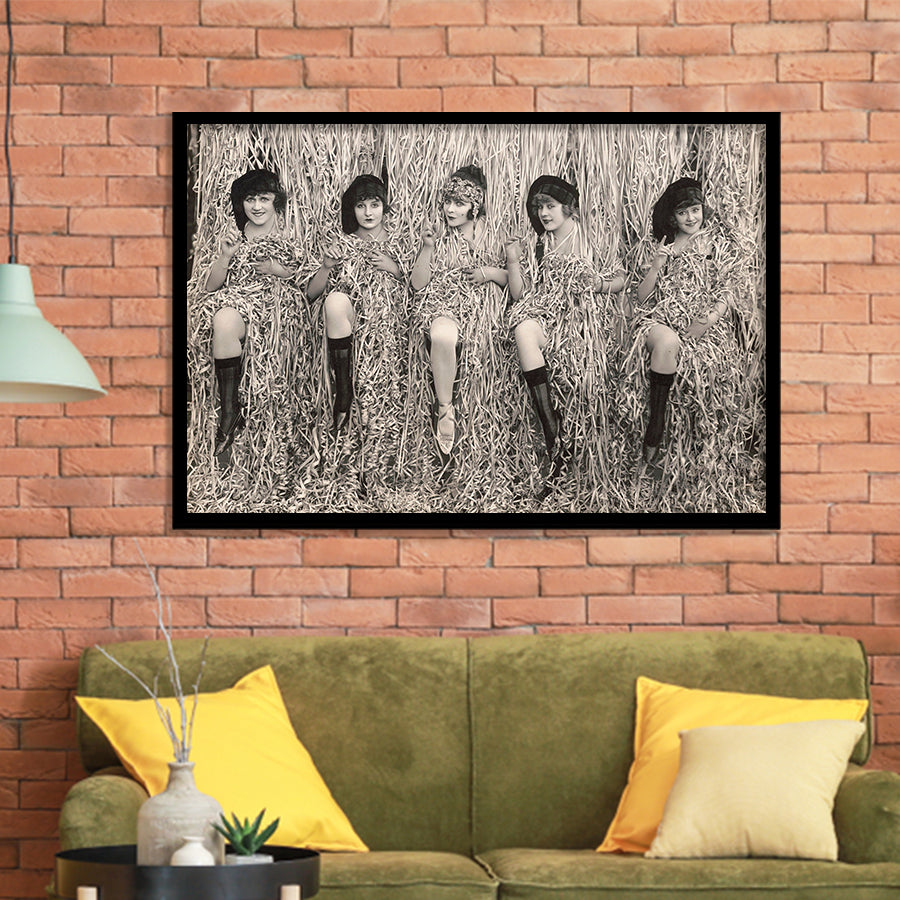 Confetti Girls Photo Black And White Print, Retro Hollywood Flapper Girls Framed Art Prints, Wall Art,Home Decor,Framed Picture