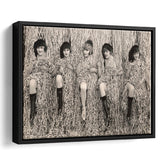 Confetti Girls Photo Black And White Print, Retro Hollywood Flapper Girls Framed Canvas Prints Wall Art Home Decor,Floating Frame