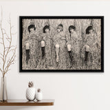 Confetti Girls Photo Black And White Print, Retro Hollywood Flapper Girls Framed Canvas Prints Wall Art Home Decor,Floating Frame