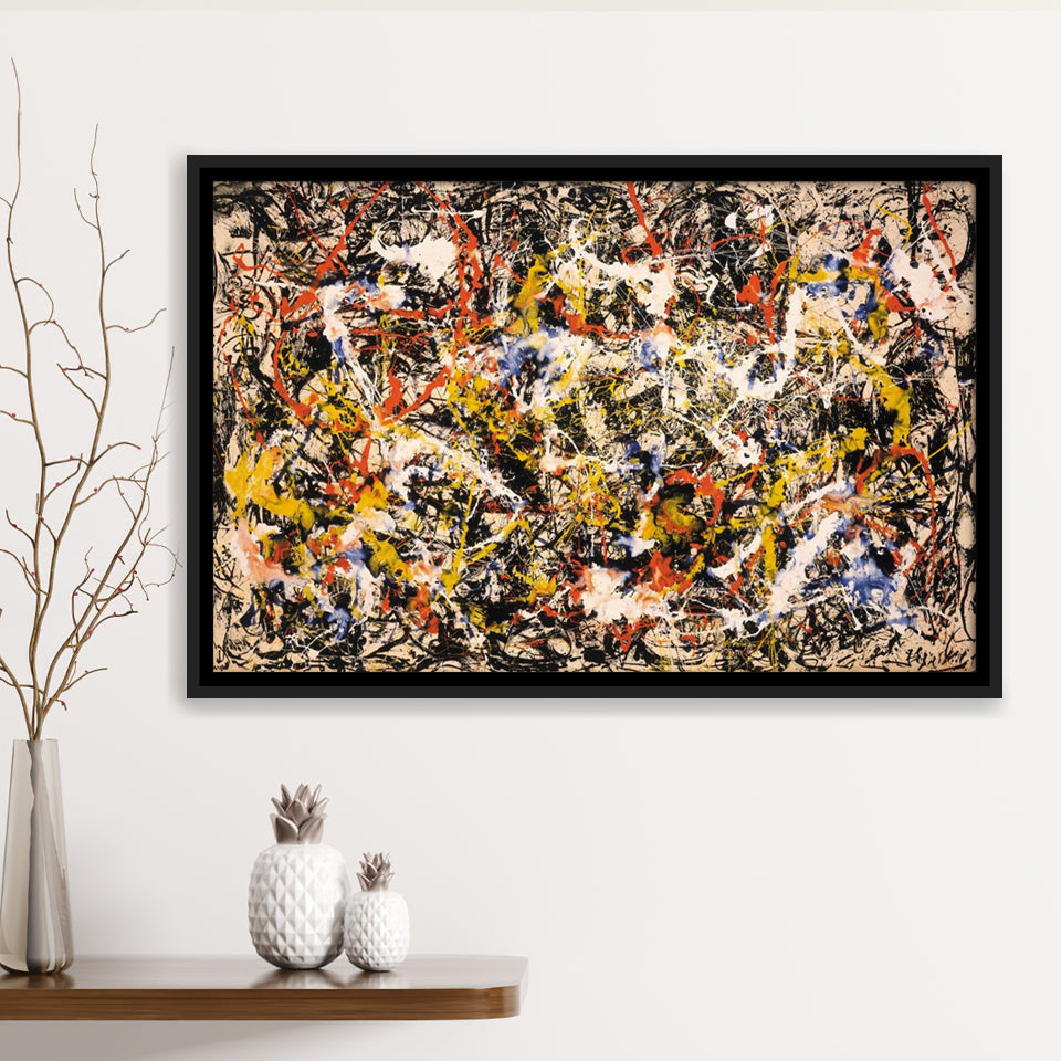 Convergence Abstract Jackson Pollock Style Abstract Expressionism Framed Canvas Prints Wall Art - Painting Prints, Wall Decor,Floating Frame