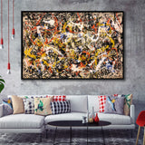 Convergence Abstract Jackson Pollock Style Abstract Expressionism Framed Canvas Prints Wall Art - Painting Prints, Wall Decor,Floating Frame