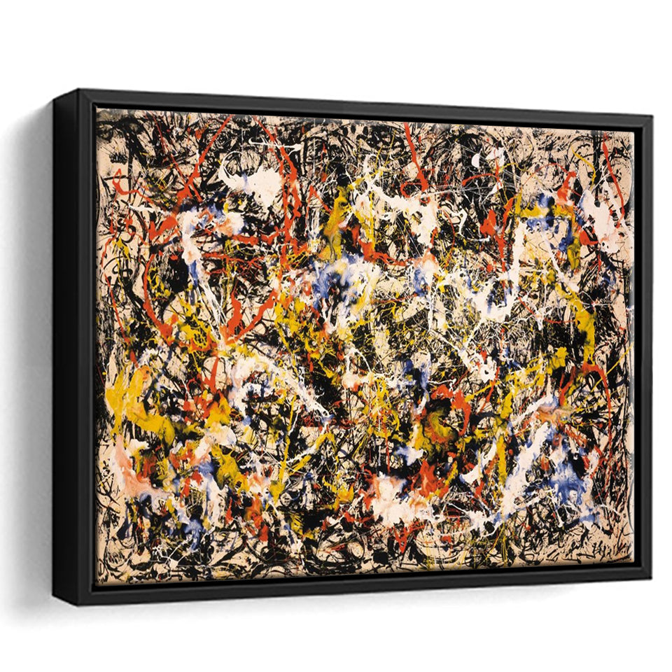 Convergence Abstract Jackson Pollock Style Abstract Expressionism Framed Canvas Prints Wall Art - Painting Prints, Wall Decor,Floating Frame