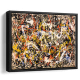 Convergence Abstract Jackson Pollock Style Abstract Expressionism Framed Canvas Prints Wall Art - Painting Prints, Wall Decor,Floating Frame