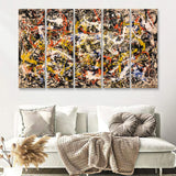 Convergence Abstract Jackson Pollock Style Abstract Expressionism 5 Piece Canvas Prints Wall Art - Painting Prints,Multi Panels