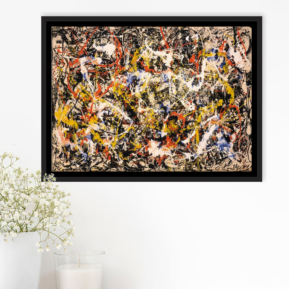 Convergence Abstract Jackson Pollock Style Abstract Expressionism Framed Canvas Prints Wall Art - Painting Prints, Wall Decor,Floating Frame
